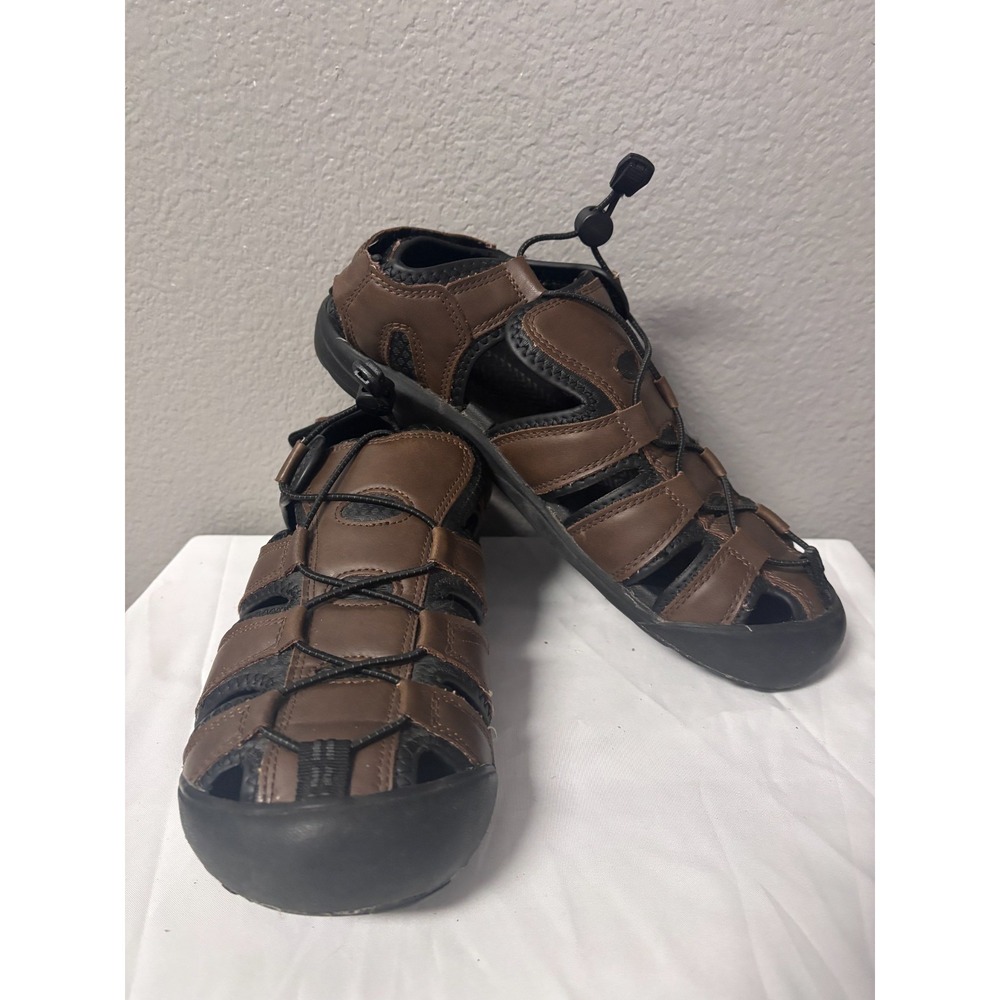 Khombu Mens 10 Travis Fisherman Sandals Brown Closed Toe Bungee Gorpcore Hiking
